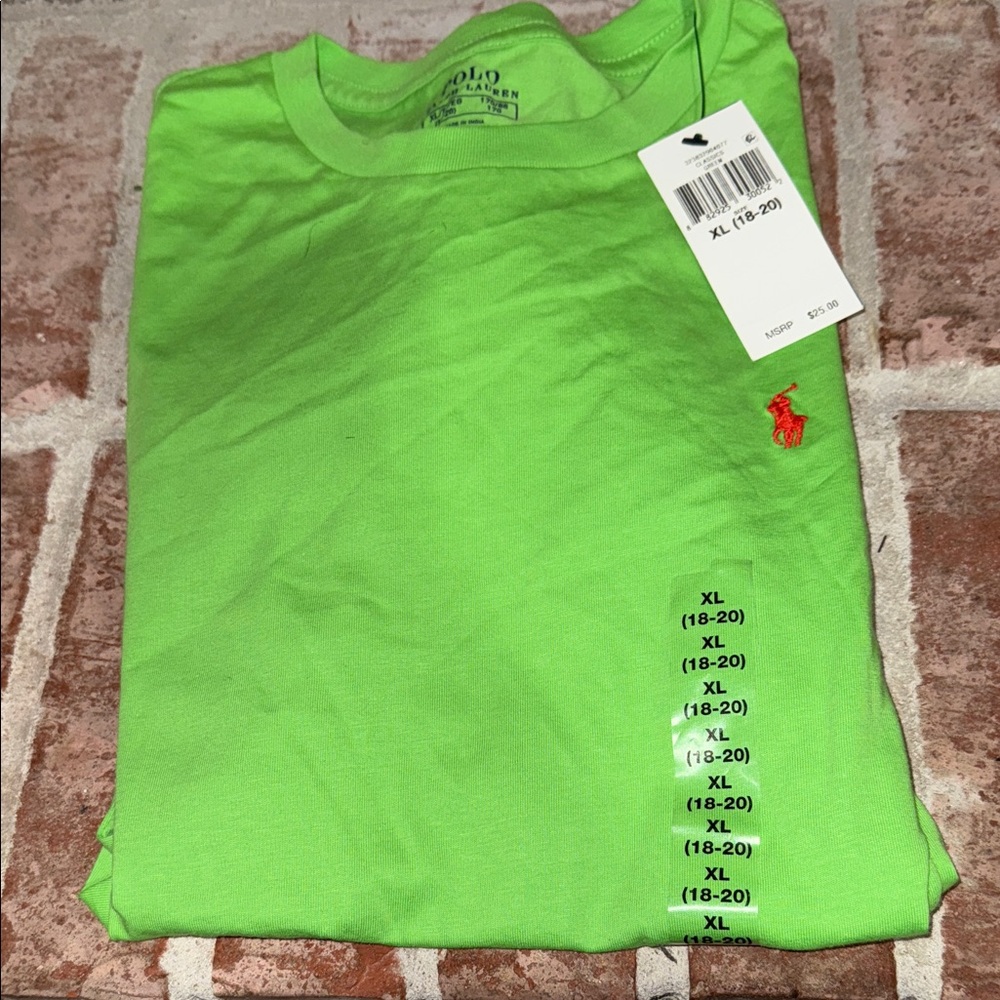 Kids Polo by Ralph Lauren Bright Green Tee size XL 18-20